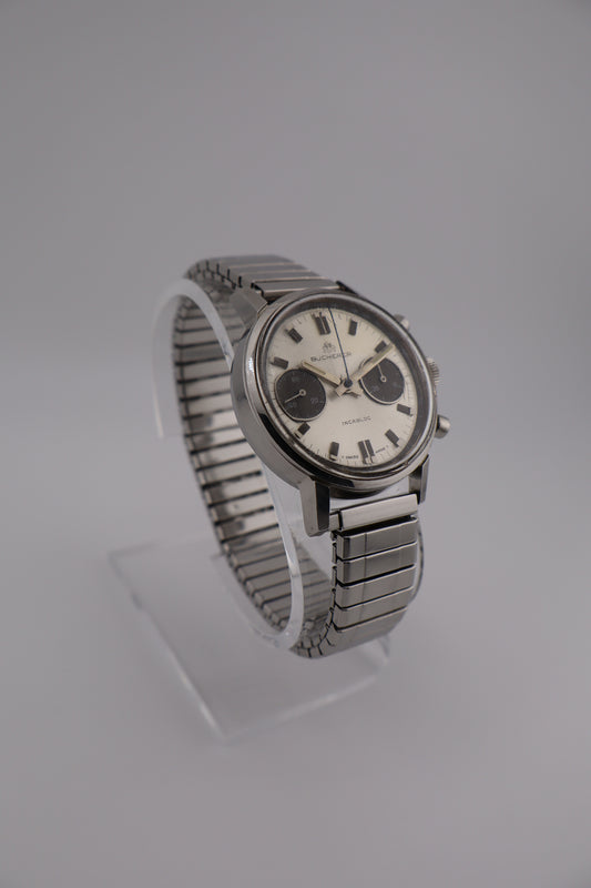Vintage Bucherer Panda Chronograph Valjoux 7733 Manual Wind Swiss Men's Watch