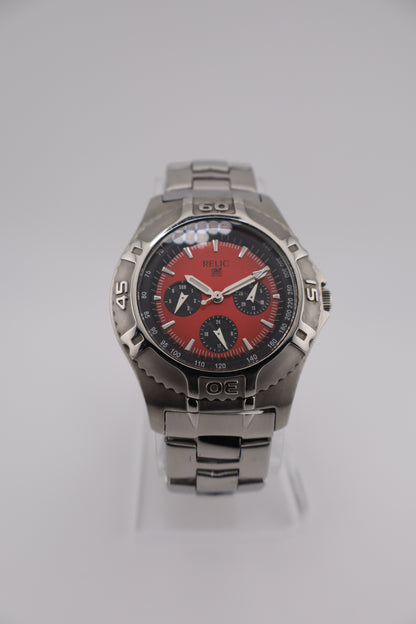 Vintage Relic Red Dial Chronograph Quartz Men's Watch w/ Original Band