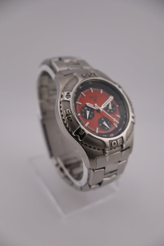 Vintage Relic Red Dial Chronograph Quartz Men's Watch w/ Original Band