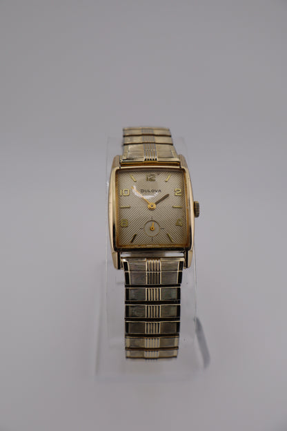 Vintage Bulova 1961 Art-Deco Manual Wind Tank 10k RGP Men's Watch