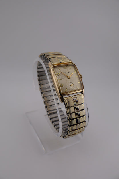 Vintage Bulova 1961 Art-Deco Manual Wind Tank 10k RGP Men's Watch