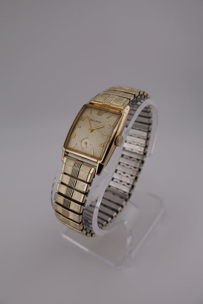 Vintage Bulova 1961 Art-Deco Manual Wind Tank 10k RGP Men's Watch