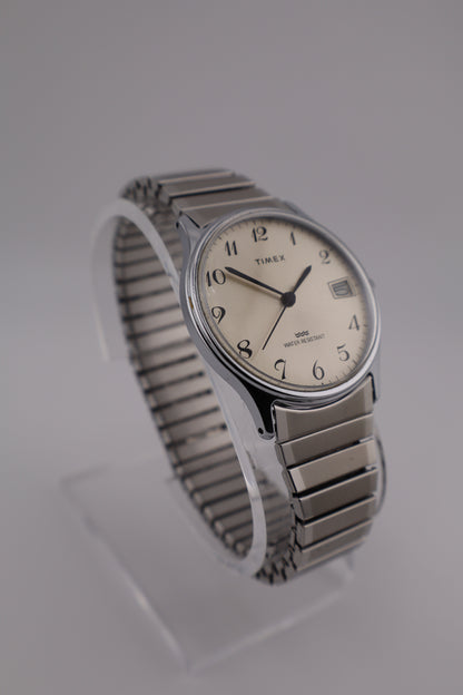 Vintage Timex 1985 Marlin Manual Wind Date Stainless Steel Men's Watch