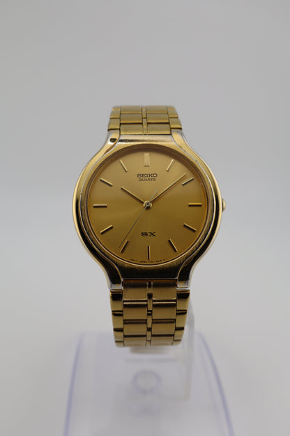 Vintage Seiko 1991 SX Quartz Dress Watch Gold Tone (V701-6K00, Fresh Battery, Original Bracelet)