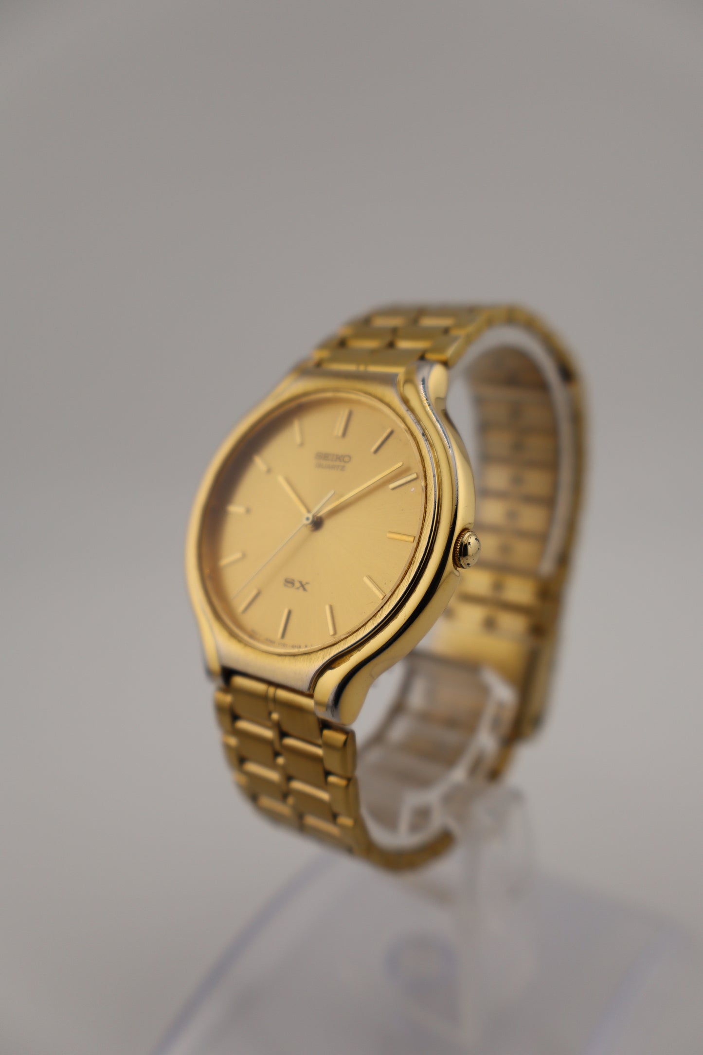 Vintage Seiko 1991 SX Quartz Dress Watch Gold Tone (V701-6K00, Fresh Battery, Original Bracelet)