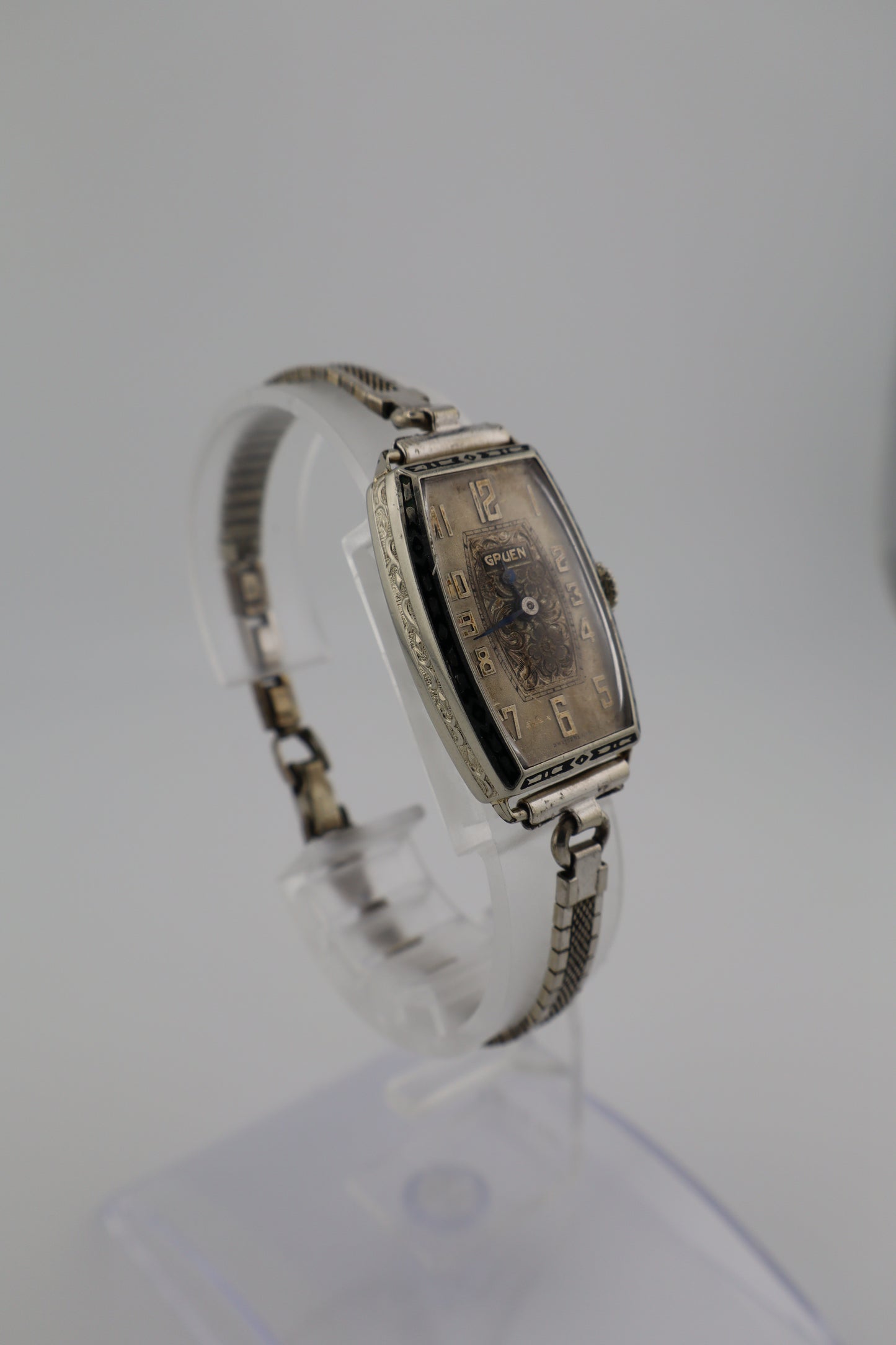 Vintage C.1929 Gruen Cartouche Art Deco 14K Gold Reinforced Metal 15J Women's Watch