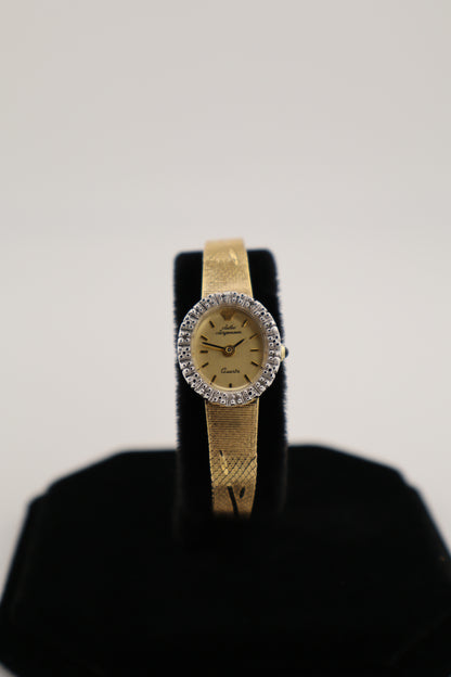 Vintage Jules Jurgensen Ornate Diamond-Bezel Quartz Women's Watch
