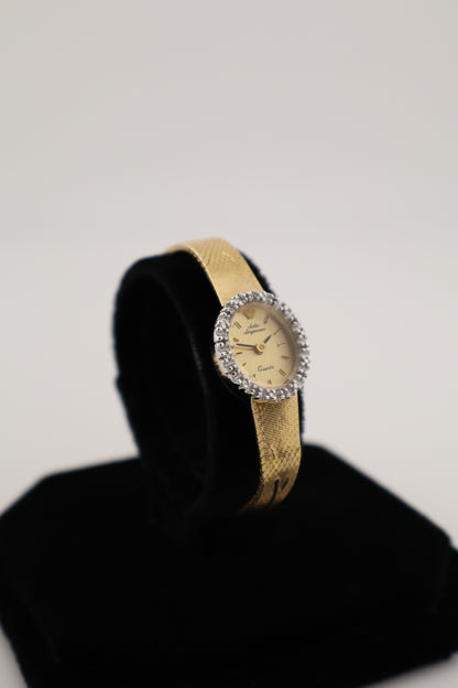 Vintage Jules Jurgensen Ornate Diamond-Bezel Quartz Women's Watch