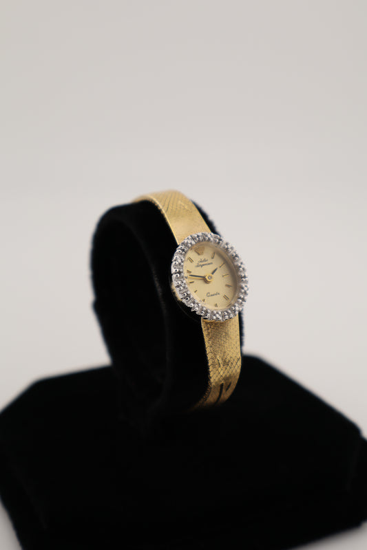 Vintage Jules Jurgensen Ornate Diamond-Bezel Quartz Women's Watch