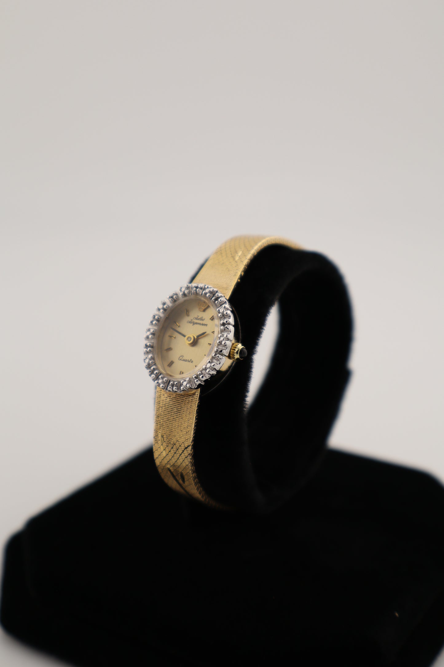 Vintage Jules Jurgensen Ornate Diamond-Bezel Quartz Women's Watch