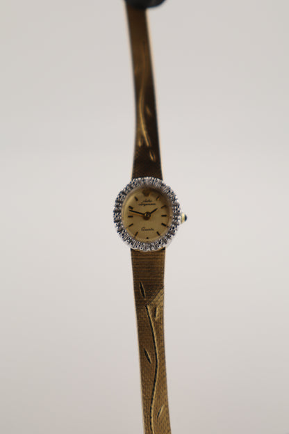 Vintage Jules Jurgensen Ornate Diamond-Bezel Quartz Women's Watch
