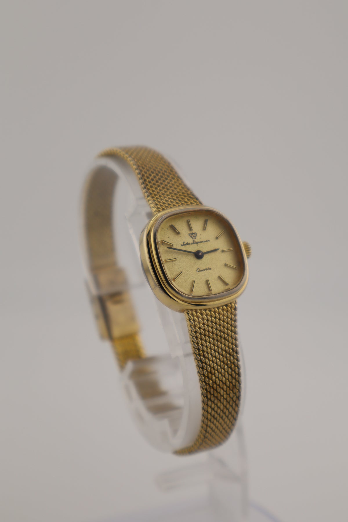 Vintage Jules Jurgensen Rectangular Gold Tone Quartz Watch W/ Italian Mesh Band Jules Jürgensen Rectangular Gold Capped Genuine Diamond  main image 4