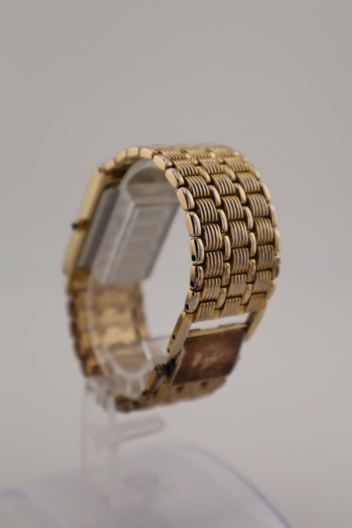 Vintage Jules Jurgensen Tank Gold-Tone Diamond Accent Quartz Women's Watch