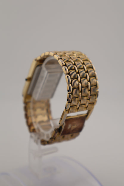 Vintage Jules Jurgensen Tank Gold-Tone Diamond Accent Quartz Women's Watch