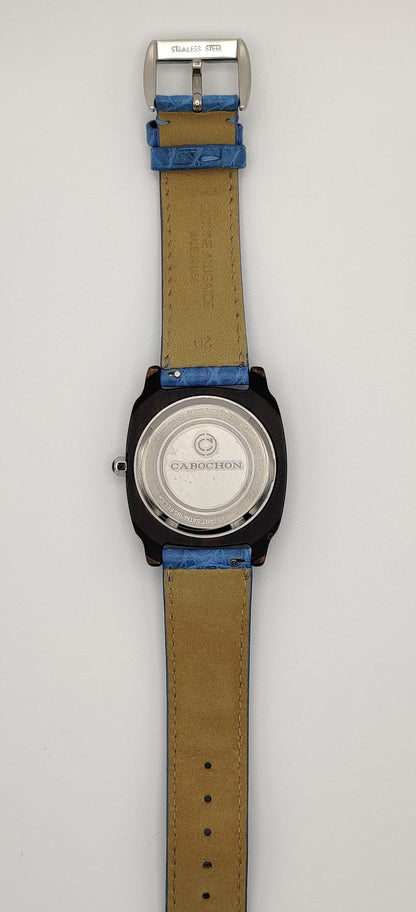 Cabochon Swiss Blue Leather Women's Watch