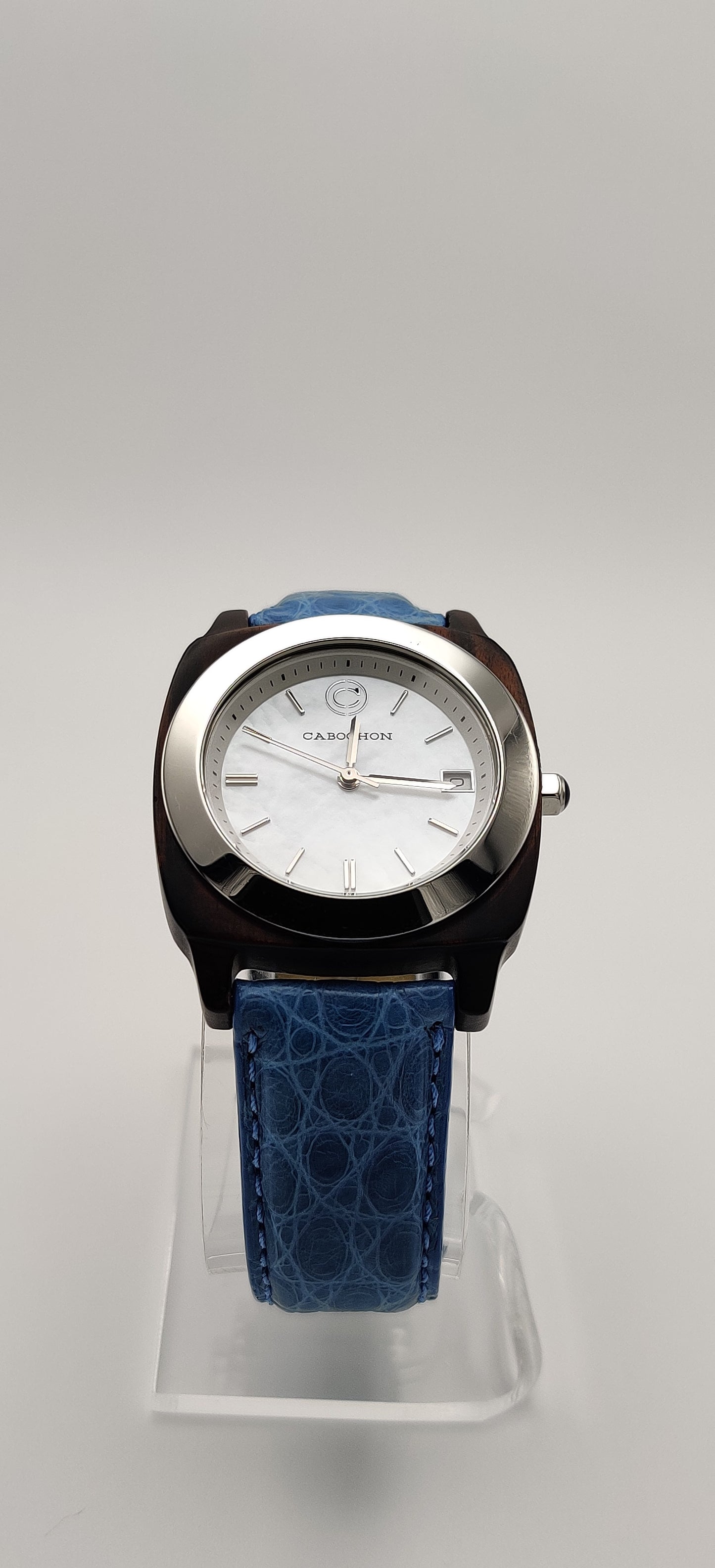 Cabochon Swiss Blue Leather Women's Watch