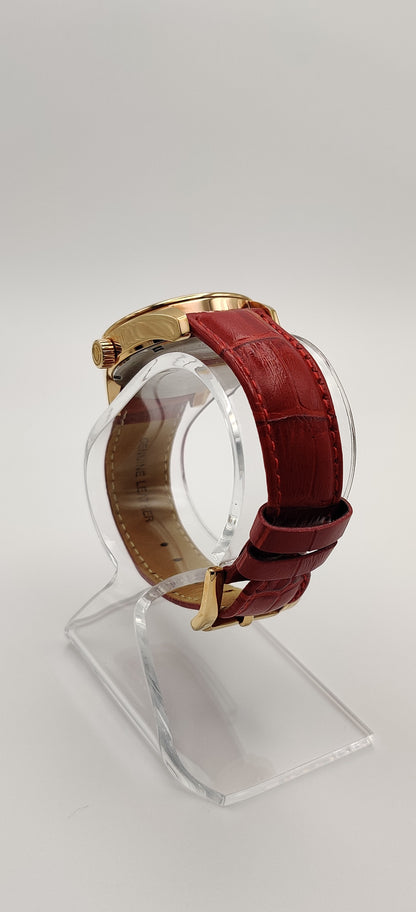 Cabochon Swiss Red Leather Women's Watch