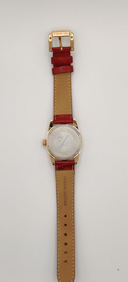 Cabochon Swiss Red Leather Women's Watch