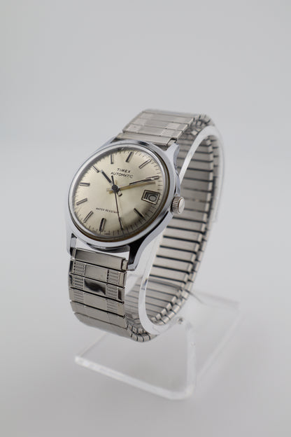 Vintage Timex Viscount 1969 Date Automatic Stainless Steel Men's Watch