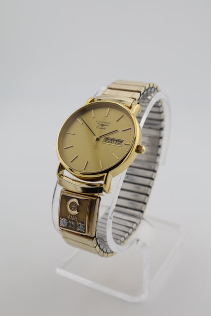 Vintage Longines Swiss Quartz Men’s Watch Gold Tone | Day-Date | Box & Papers | Diamond Award Charm