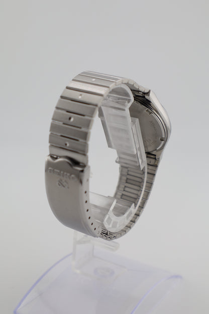 Vintage Seiko SQ 1984 Quartz 6923-7099 Day/Date Blue Dial Hex Crystal Full Set Box Papers Links