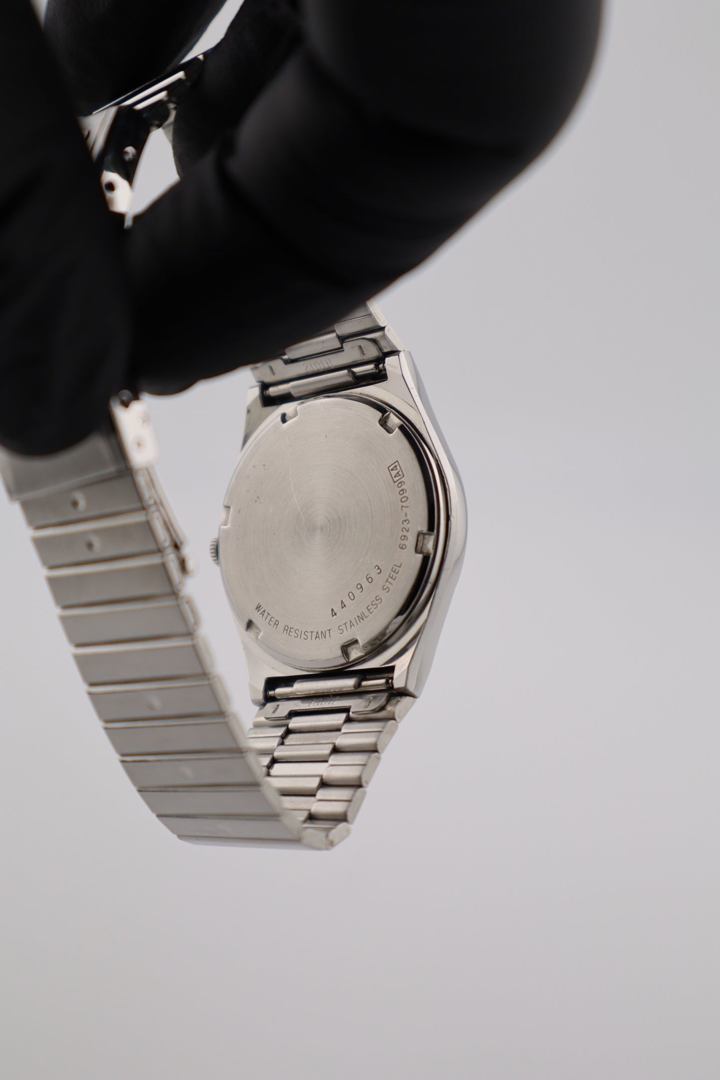 Vintage Seiko SQ 1984 Quartz 6923-7099 Day/Date Blue Dial Hex Crystal Full Set Box Papers Links