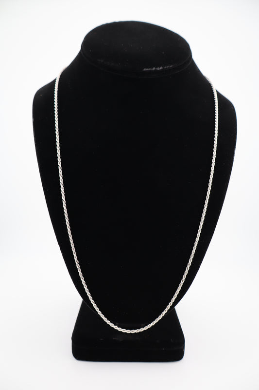Sterling Silver 925 Wheat Chain Necklace - 24'', Lobster Clasp