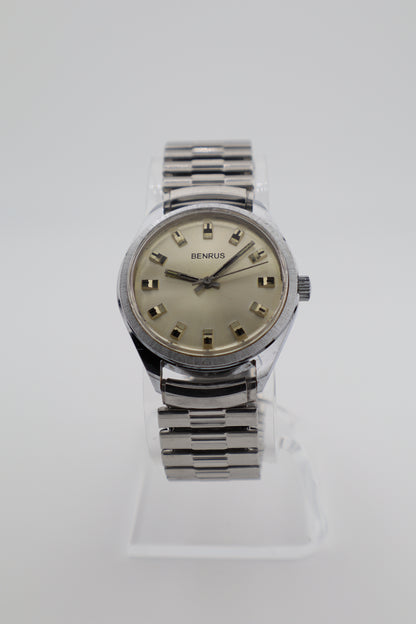 Vintage Benrus 1970's Classic Block Indices Manual-Wind Dress Men's Watch - Runs Well