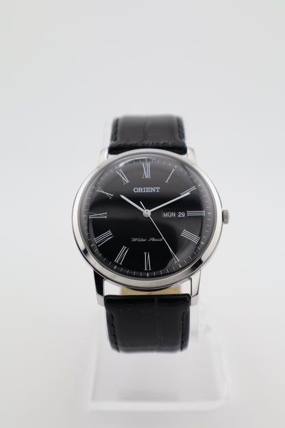 Orient Capital II Quartz Men’s Dress Watch Black Roman Dial Day/Date Box - New Battery