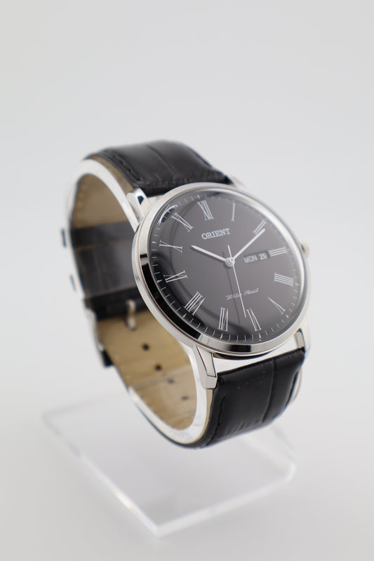 Orient Capital II Quartz Men’s Dress Watch Black Roman Dial Day/Date Box - New Battery