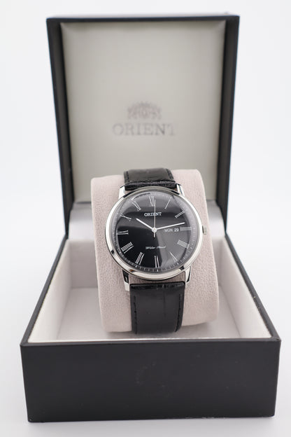 Orient Capital II Quartz Men’s Dress Watch Black Roman Dial Day/Date Box - New Battery