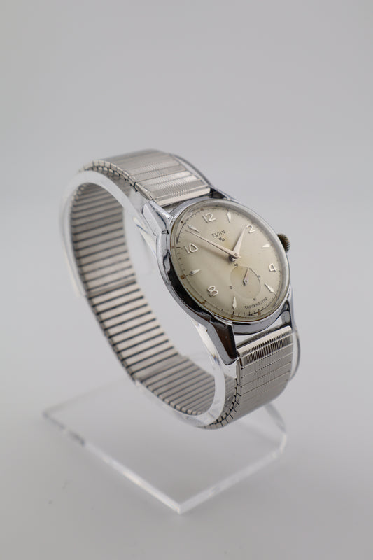 Vintage Elgin Shockmaster 1950s Patina Dial Cal. 687 Manual Wind Men's Watch