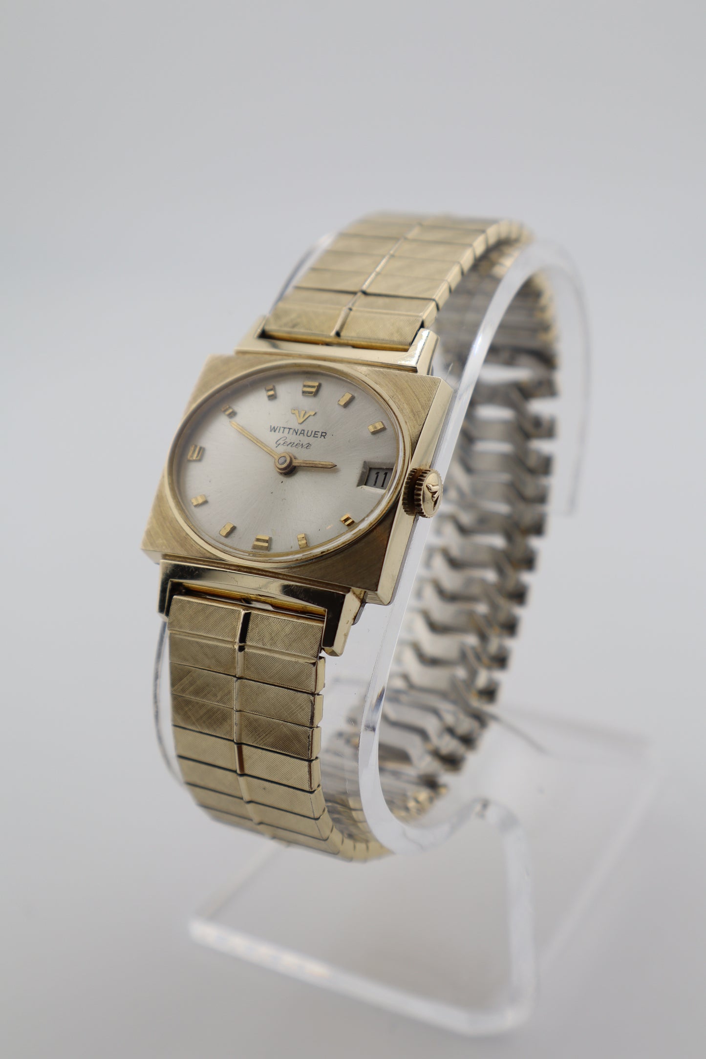 Vintage Wittnauer Geneve 1950's TV Case 10K RGP Manual Wind Date Men's Watch - Serviced
