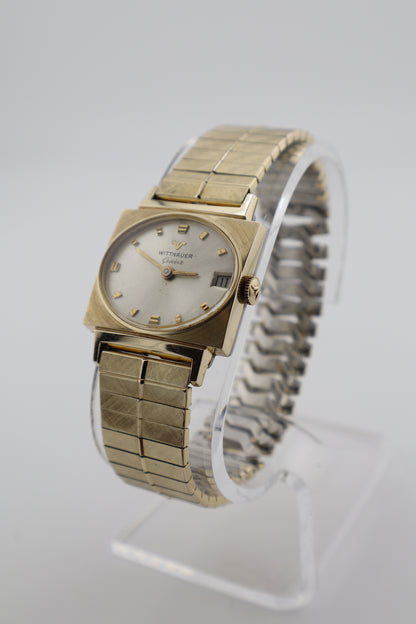 Vintage Wittnauer Geneve 1950's TV Case 10K RGP Manual Wind Date Men's Watch - Serviced