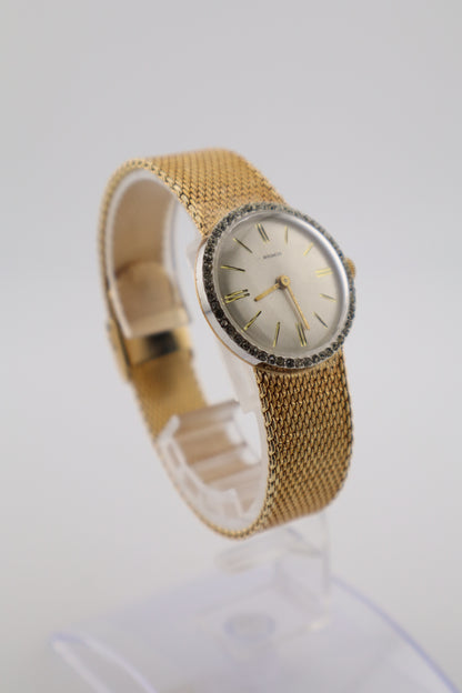 Vintage Baroness 1970's 17J Manual Wind Crystal Bezel Women's Watch - Integrated Bracelet, Box