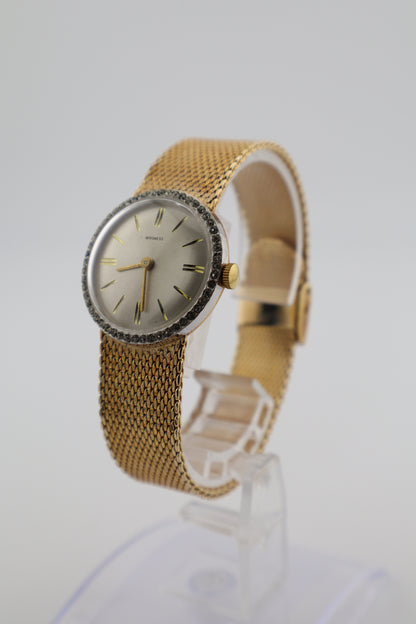 Vintage Baroness 1970's 17J Manual Wind Crystal Bezel Women's Watch - Integrated Bracelet, Box