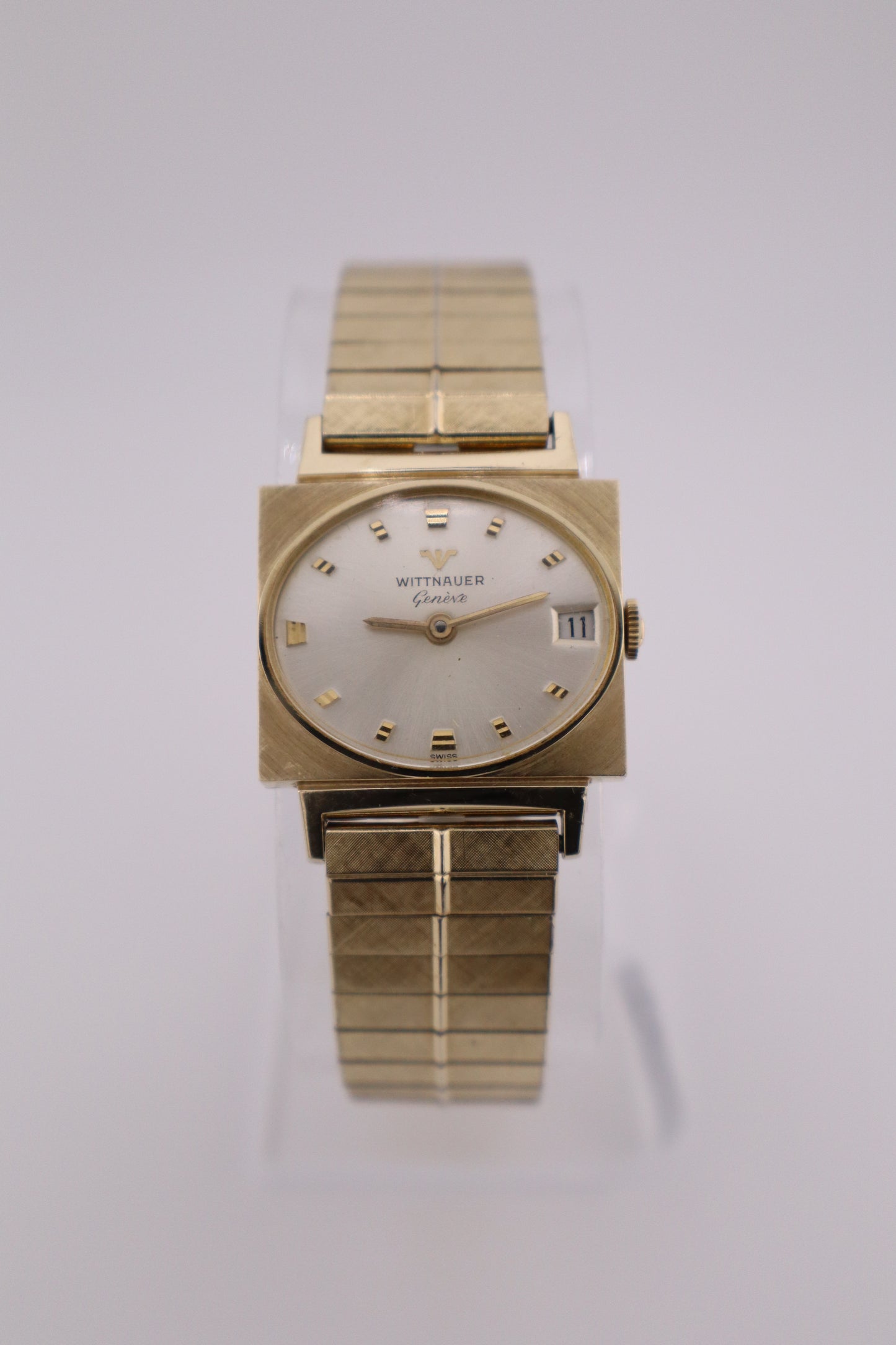 Vintage Wittnauer Geneve 1950's TV Case 10K RGP Manual Wind Date Men's Watch - Serviced
