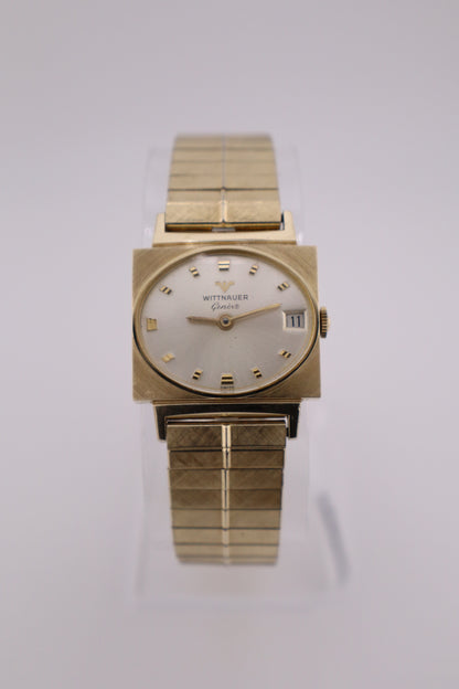 Vintage Wittnauer Geneve 1950's TV Case 10K RGP Manual Wind Date Men's Watch - Serviced